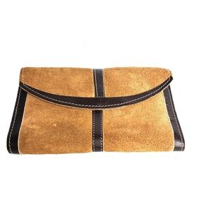 vintage genuine leather rough suede brown wallet.